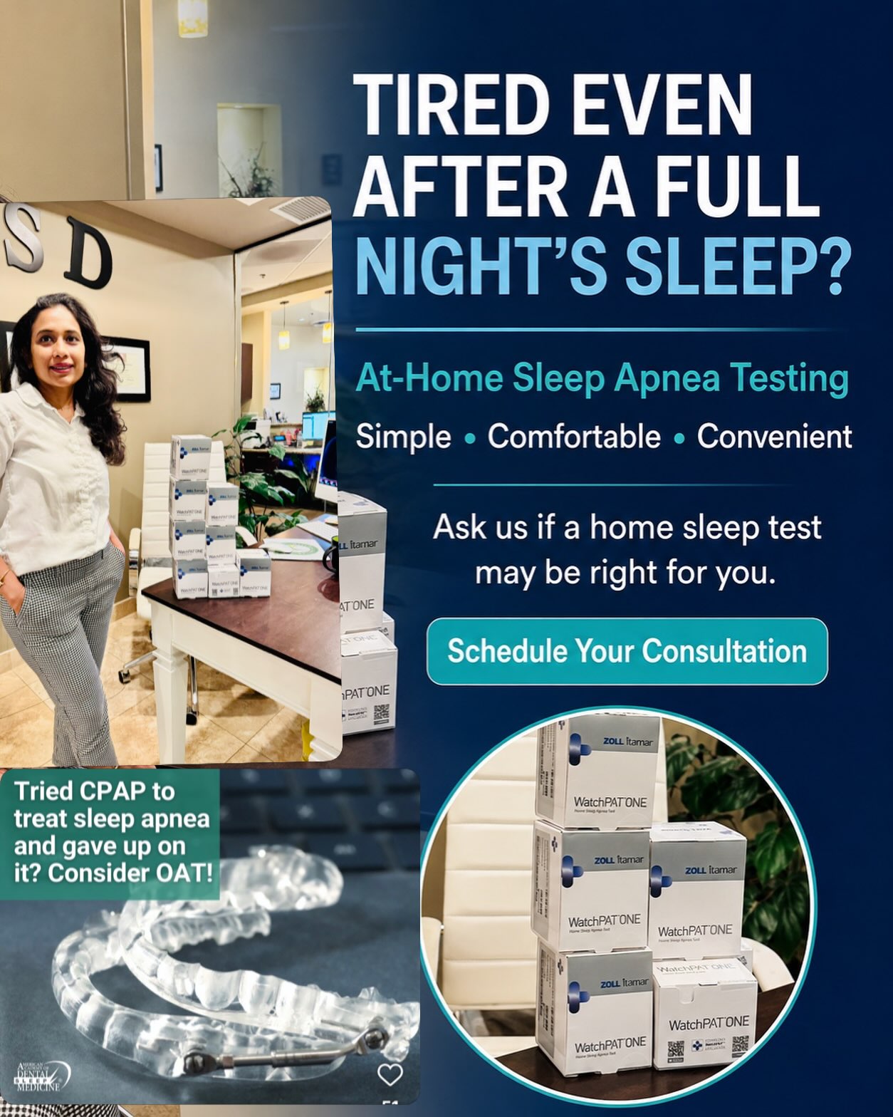 WatchPAT home sleep test and custom oral appliance